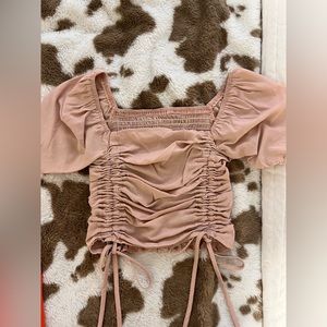 ruched crop top pale pink / blush color